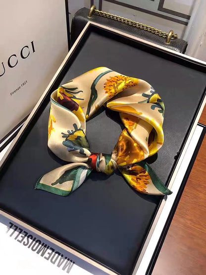 [100% Mulberry Silk] Silk Scarf for Women Autumn Scarf Neck Warmer Versatile Hairband Fashion Small Square Scarf