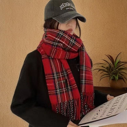 New Christmas Scarf for Women, Versatile, Brightening, Imitation Cashmere Reindeer Scarf, New Year Red Scarf