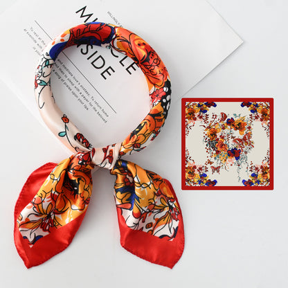 Flower Silk Scarf 50x50 Square Silk Scarf