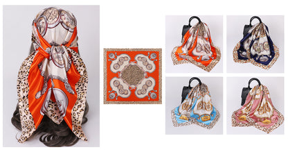 Cashew Print Silk Scarf for Women, European and American Trendy Versatile Shawl, 90cm Square Scarf