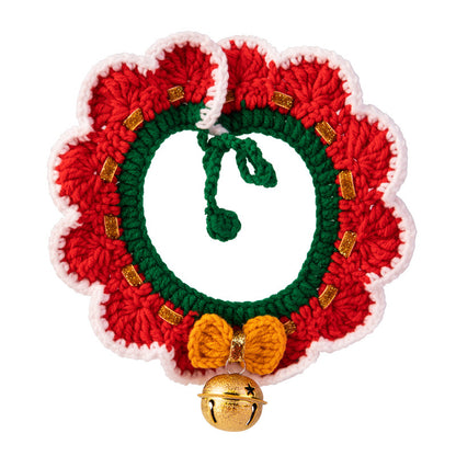 Christmas Pet Collar New Year Knitted Cat Scarf Decoration Bib Pet Supplies Dog Bib