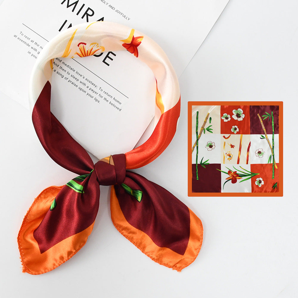 Flower Silk Scarf 50x50 Square Silk Scarf