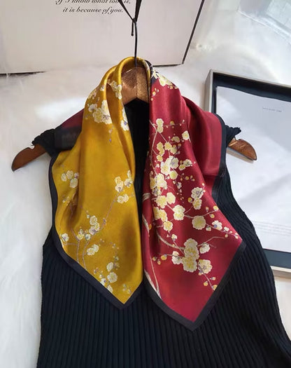 [100% Mulberry Silk] Silk Scarf for Women Autumn Scarf Neck Warmer Versatile Hairband Fashion Small Square Scarf