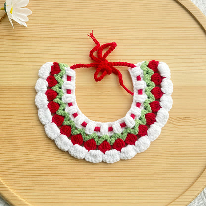25 Spring Pet Knitted Scarf Cat Flower Woven Collar Dog Yarn Drool Towel Cute Orange Decoration