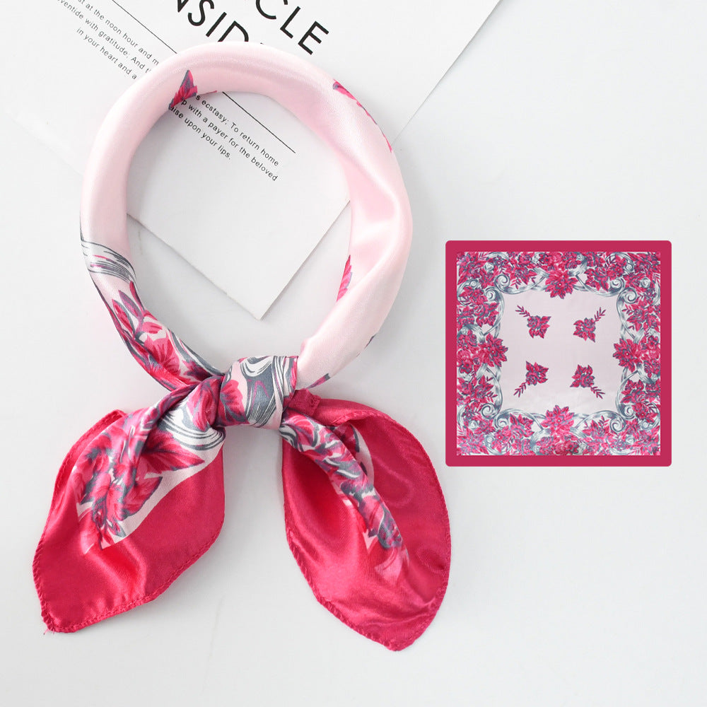 Flower Silk Scarf 50x50 Square Silk Scarf