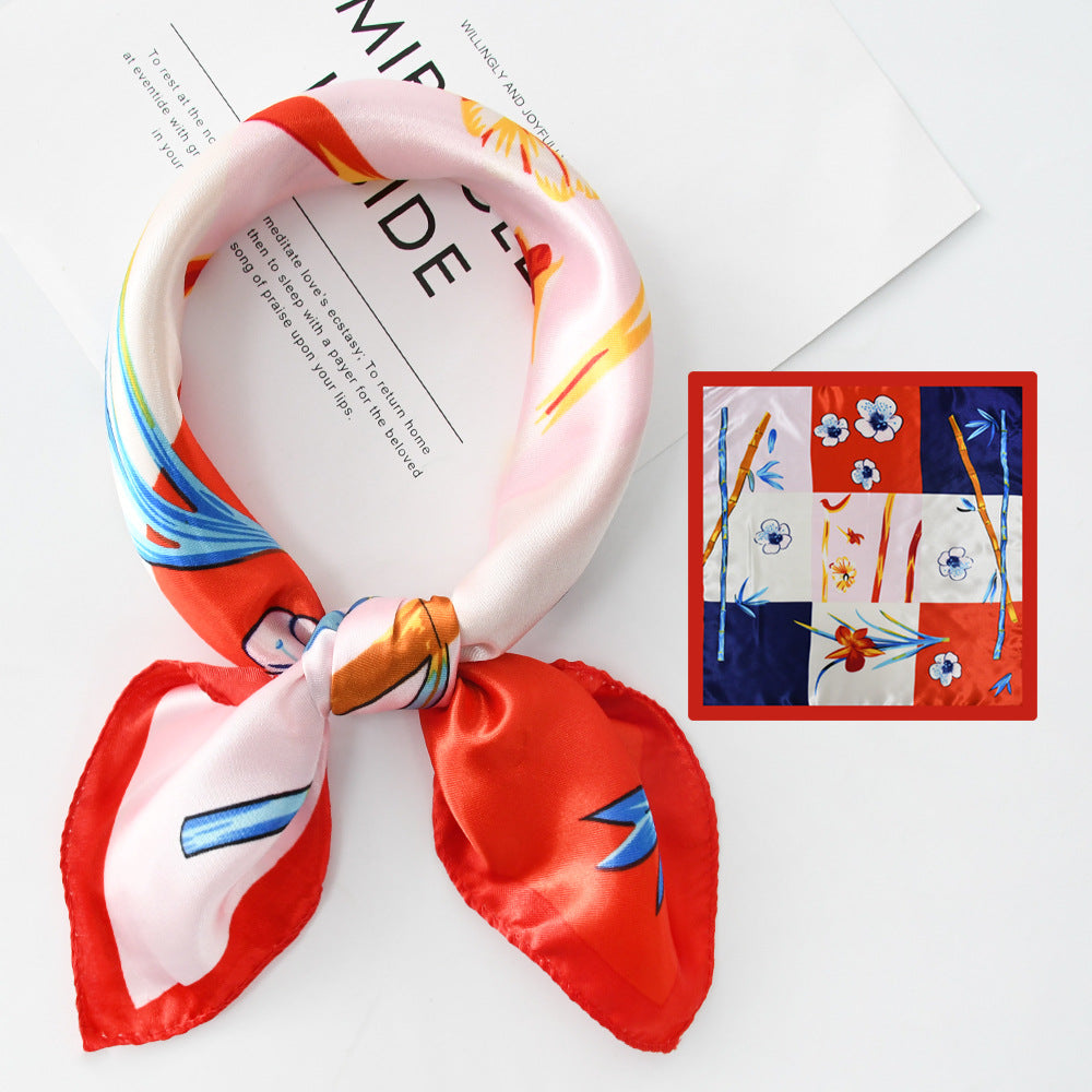 Flower Silk Scarf 50x50 Square Silk Scarf