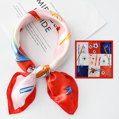 Flower Silk Scarf 50x50 Square Silk Scarf