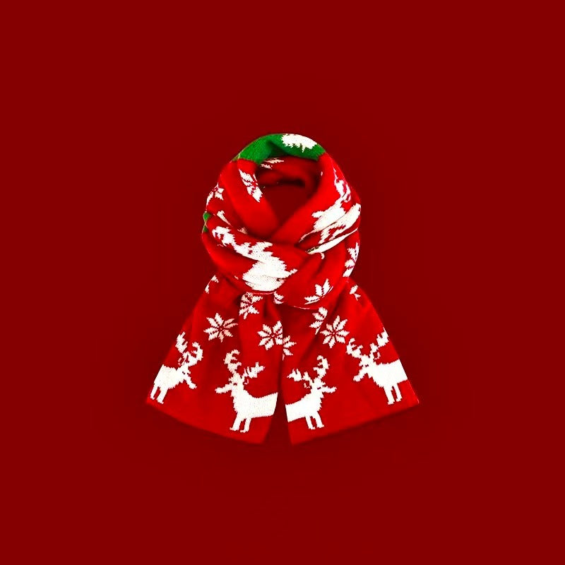 New Christmas Scarf for Women, Versatile, Brightening, Imitation Cashmere Reindeer Scarf, New Year Red Scarf