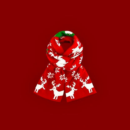 New Christmas Scarf for Women, Versatile, Brightening, Imitation Cashmere Reindeer Scarf, New Year Red Scarf