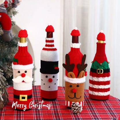Christmas Wine Bottle Cover Champagne Red Wine Creative Knitted Elderly Wine Cover Hotel Restaurant Holiday Decoration Supplies