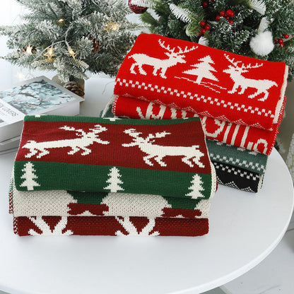 New Christmas Scarf for Women, Versatile, Brightening, Imitation Cashmere Reindeer Scarf, New Year Red Scarf