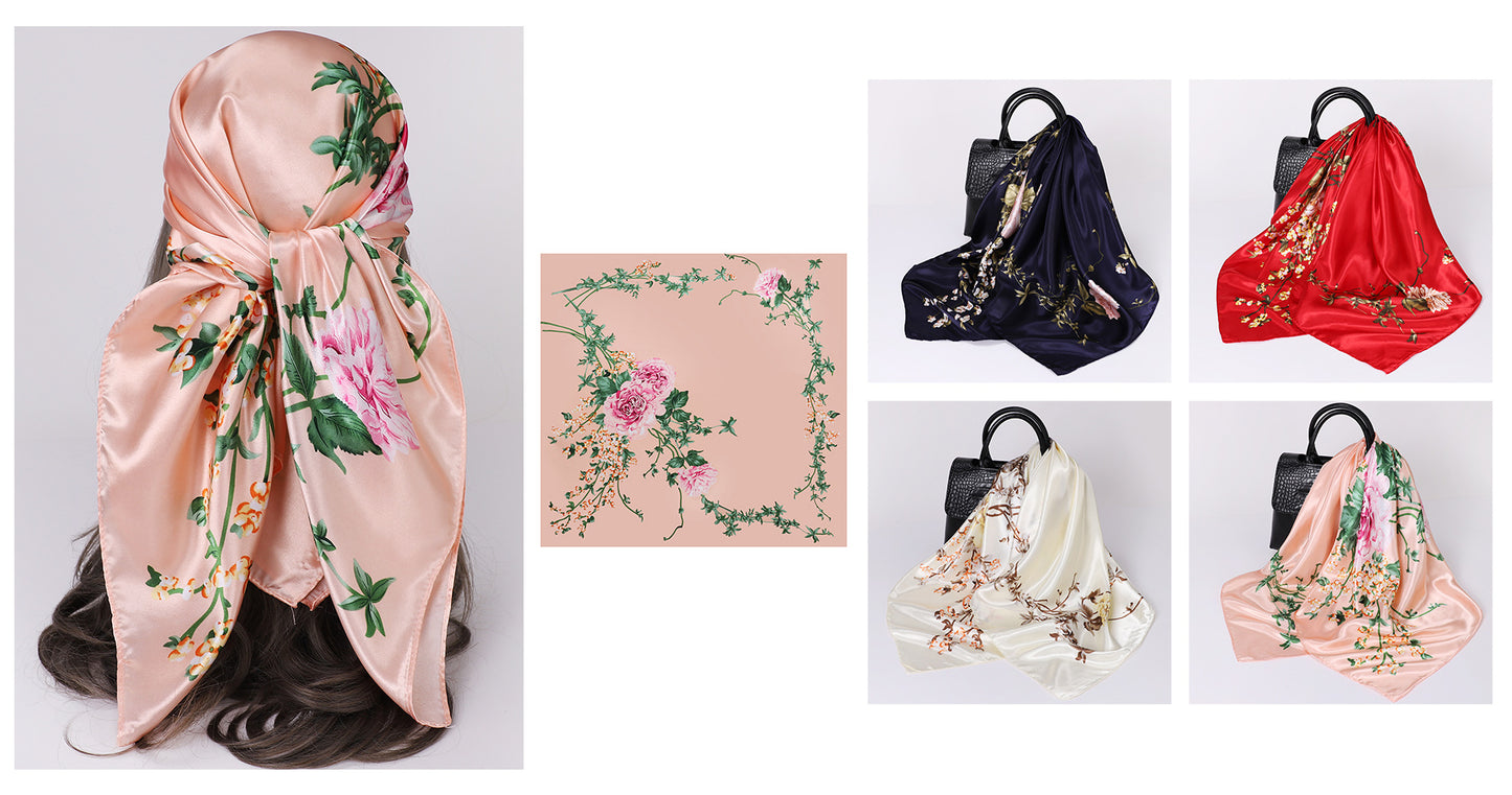 Cashew Print Silk Scarf for Women, European and American Trendy Versatile Shawl, 90cm Square Scarf