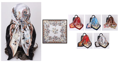 Cashew Print Silk Scarf for Women, European and American Trendy Versatile Shawl, 90cm Square Scarf