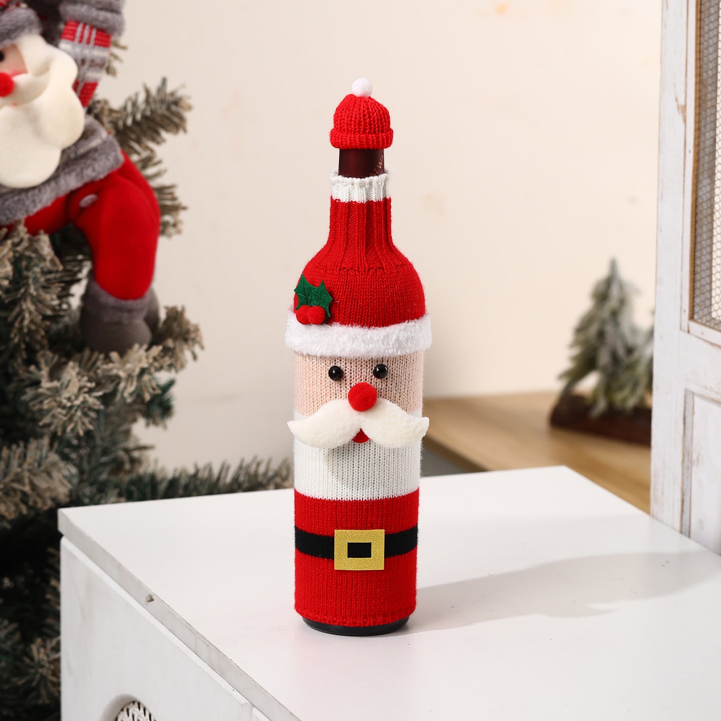 Christmas Wine Bottle Cover Champagne Red Wine Creative Knitted Elderly Wine Cover Hotel Restaurant Holiday Decoration Supplies