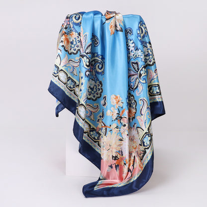 Cashew Print Silk Scarf for Women, European and American Trendy Versatile Shawl, 90cm Square Scarf