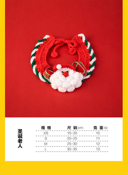 Christmas Pet Collar New Year Knitted Cat Scarf Decoration Bib Pet Supplies Dog Bib